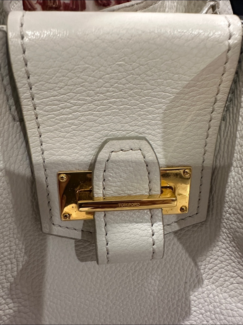 TOM FORD WHITE SEDGEWICK BAG PEBBLE LEATHER - Picture 11 of 13
